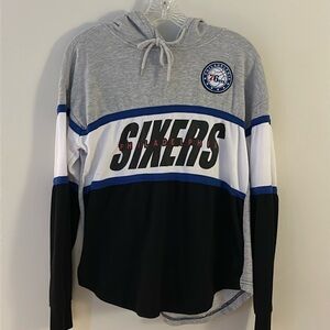 NBA Philadelphia Sixers hooded sweatshirt, size medium.